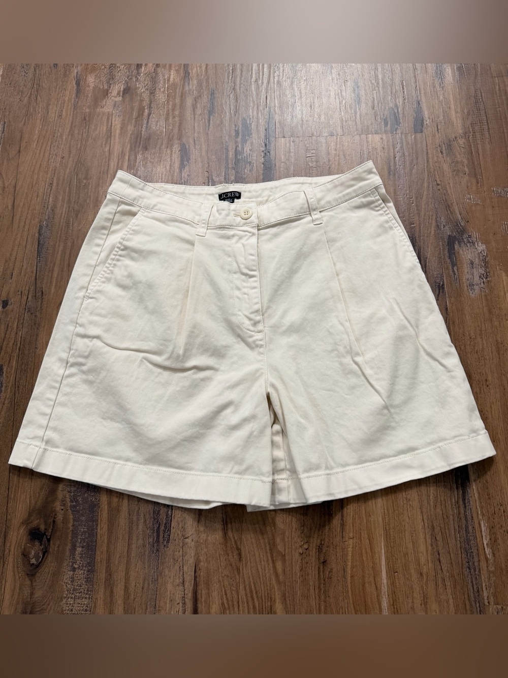 J. Crew Cream Khaki High-Rise Pleat Cotton Women's Chino Bermuda Paperbag Shorts